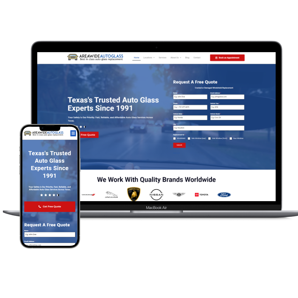 Area wide auto glass Web responsive design by Sky Rise Visibility